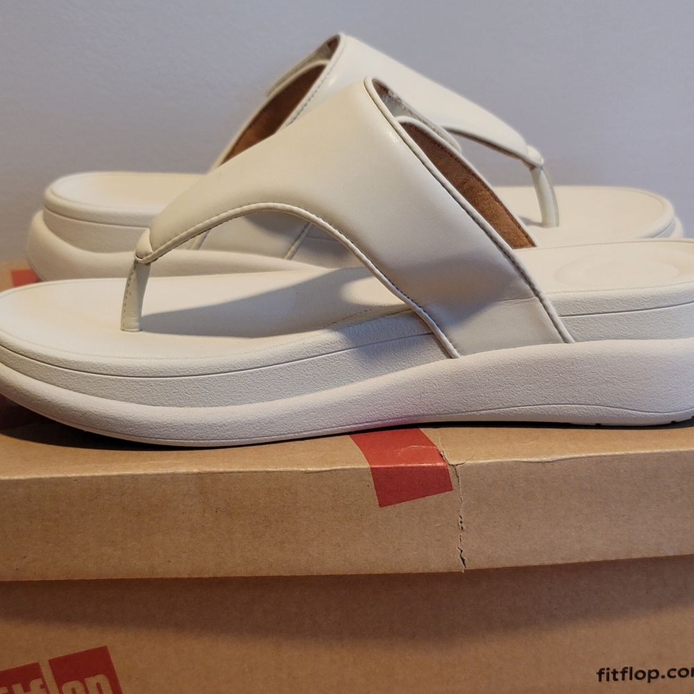 NIB FITFLOP F-Mode Go Adjustable Flatform Toe-Post Sandals Paris Beige Size 7 - Picture 9 of 9